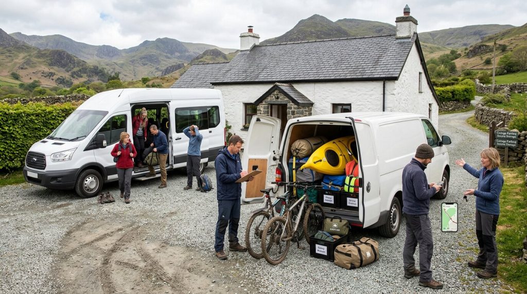 A Welsh Group Break with Shared Equipment Divide the Transport Jobs