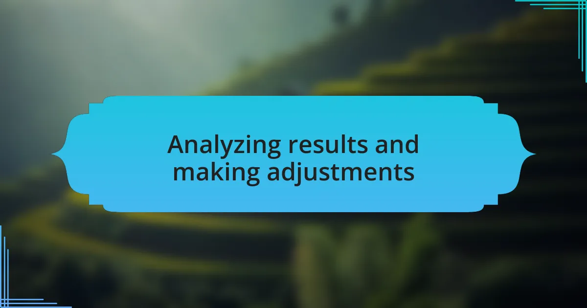 Analyzing results and making adjustments