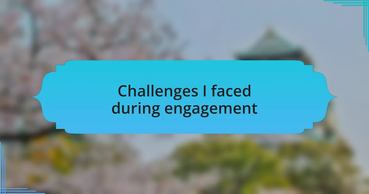 Challenges I faced during engagement