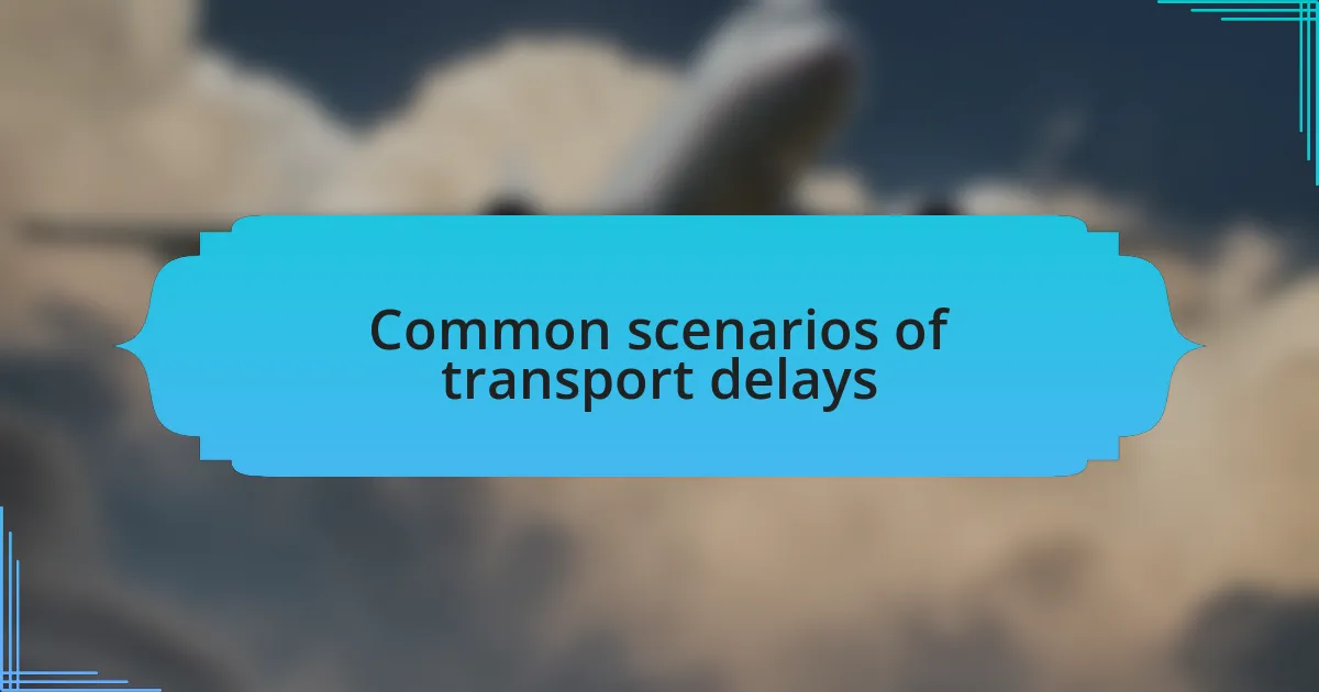 Common scenarios of transport delays