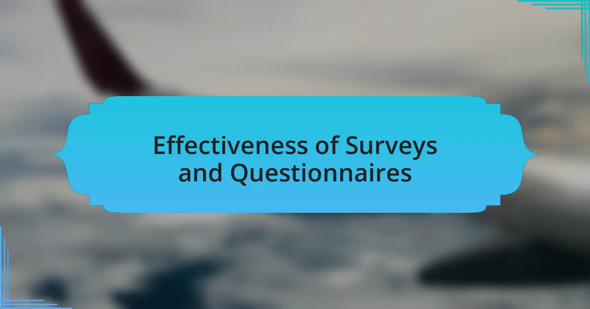 Effectiveness of Surveys and Questionnaires