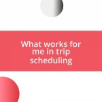 What works for me in trip scheduling