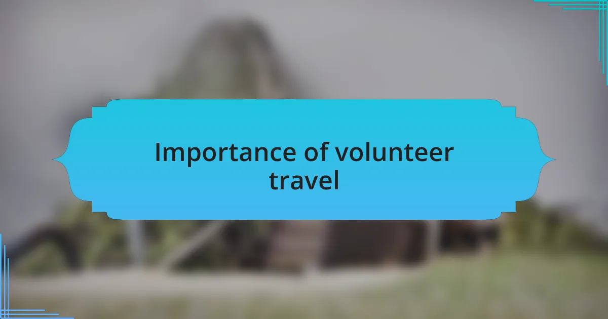 Importance of volunteer travel