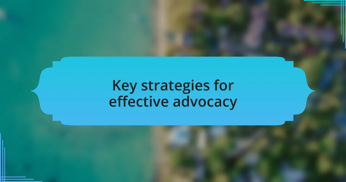 Key strategies for effective advocacy