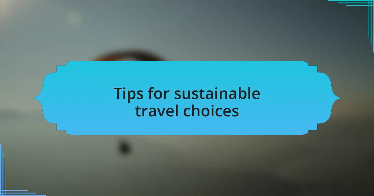 Tips for sustainable travel choices