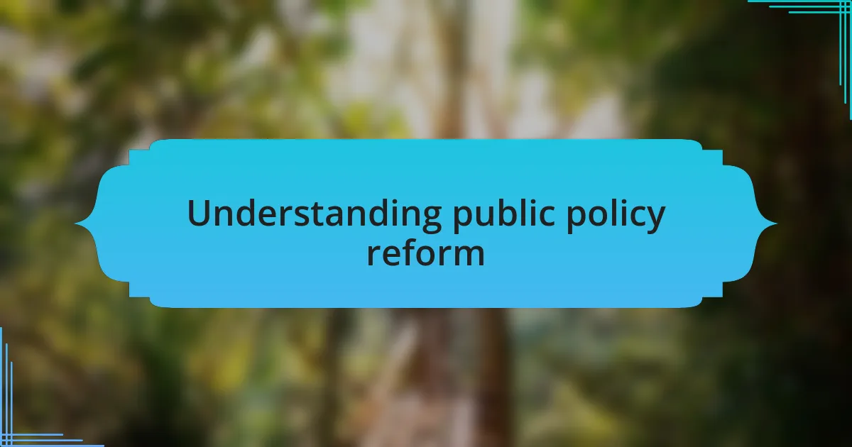 Understanding public policy reform